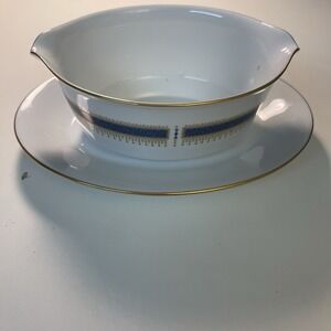 Exquisite Vintage Noritake Blue Dawn Decorative Designed Attached Gravy Boat